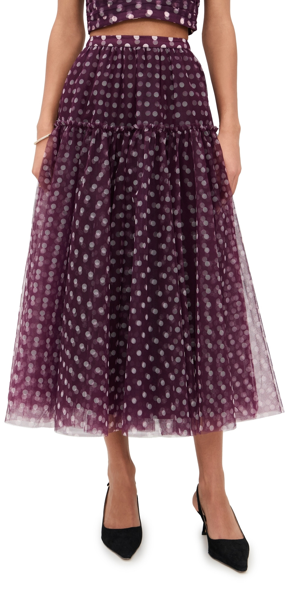Cinq à Sept Camille Polka Dot Selly Skirt Deep Plum/Limestone XXS | Shopbop