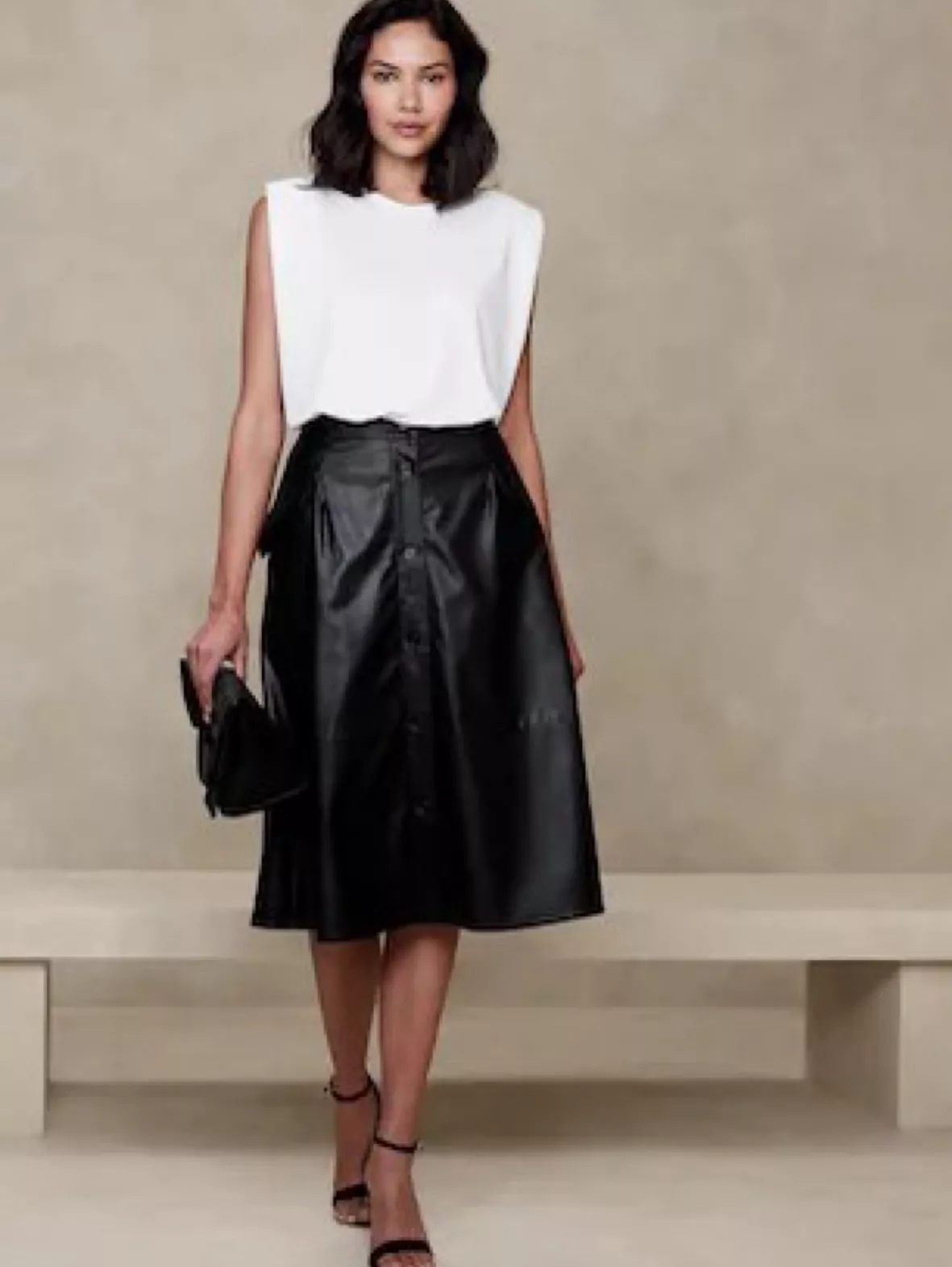 It's-A-Wrap Faux Leather Midi-Skirt curated on LTK  Faux leather midi skirt,  Faux leather skirt outfit, Leather skirt outfit