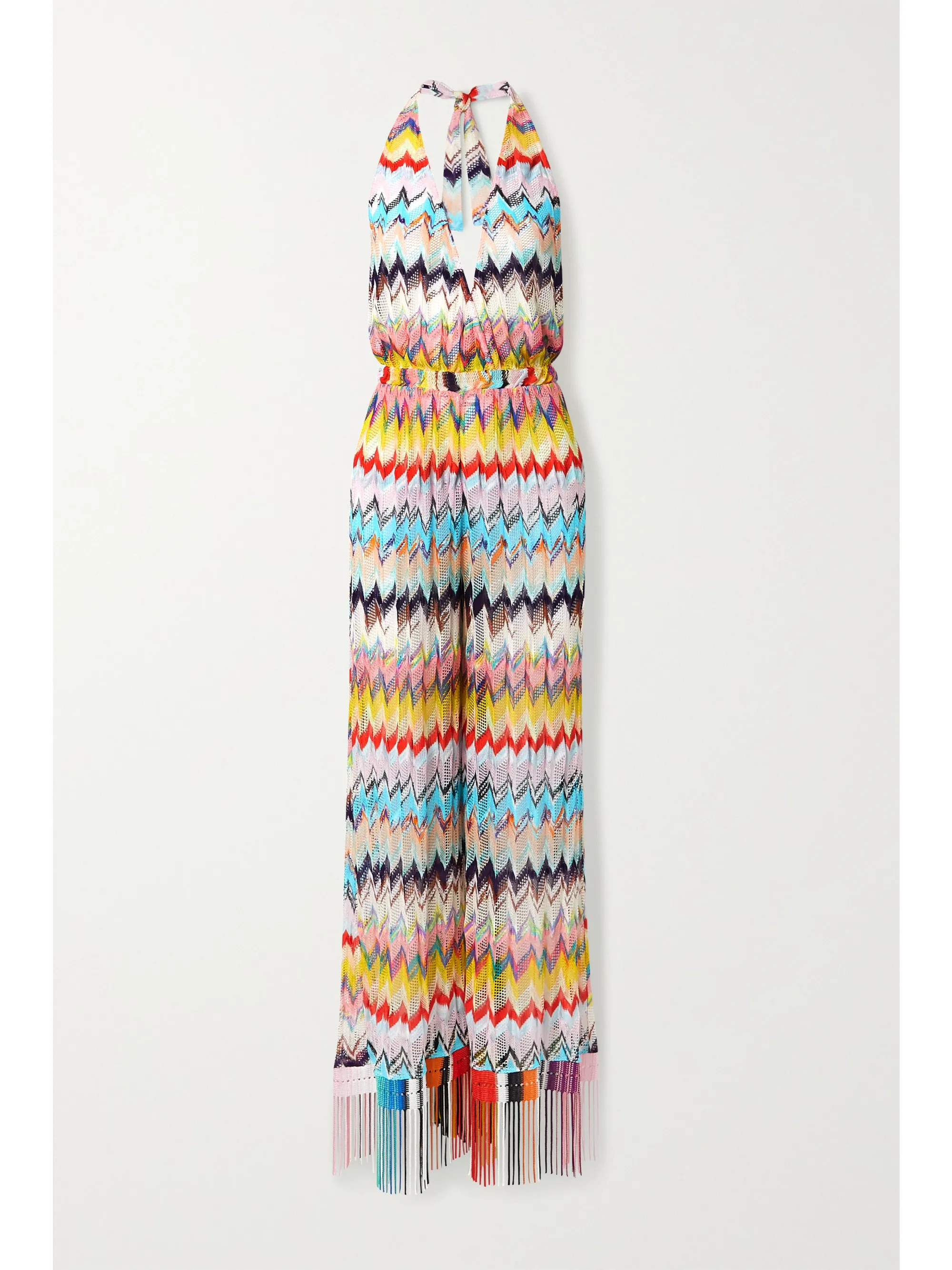 Fringed crochet-knit halterneck jumpsuit | NET-A-PORTER (US)