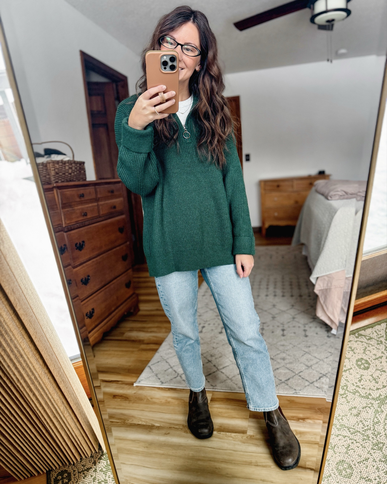Small in my tee shirt, xs in my 1/2 zip sweater, 00 short in my jeans (so comfy!) and size 6 in my blundstone boots!

#LTKFindsUnder50 #LTKgrwm #LTKPetite