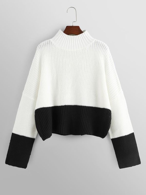 Two Tone Oversized Sweater | SHEIN
