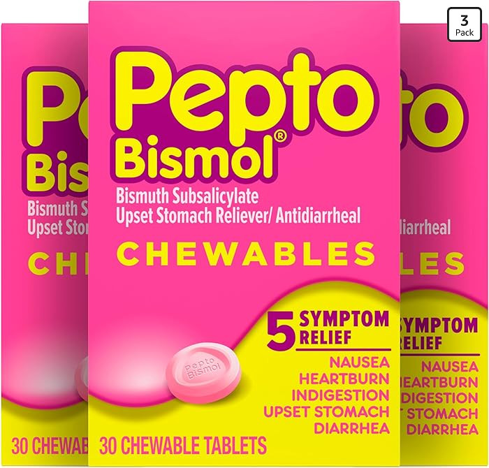 Pepto Bismol Chewable Tablets, Upset Stomach Relief, Nausea Relief, Heartburn Relief, Indigestion... | Amazon (US)
