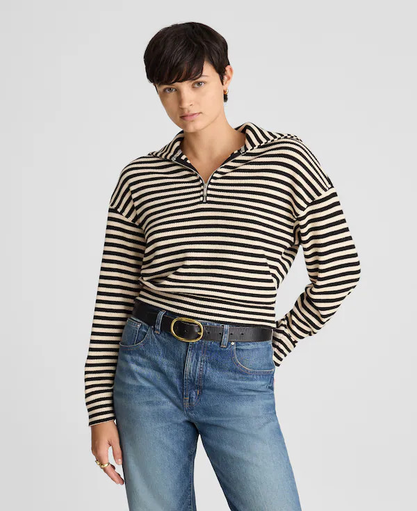 Half-Zip Knit Jacket in Stripe | Madewell