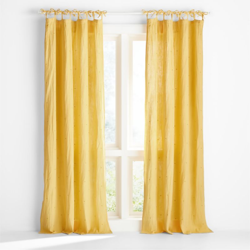 Aldrin Yellow Sheer Curtain Panel | Crate & Kids | Crate & Barrel