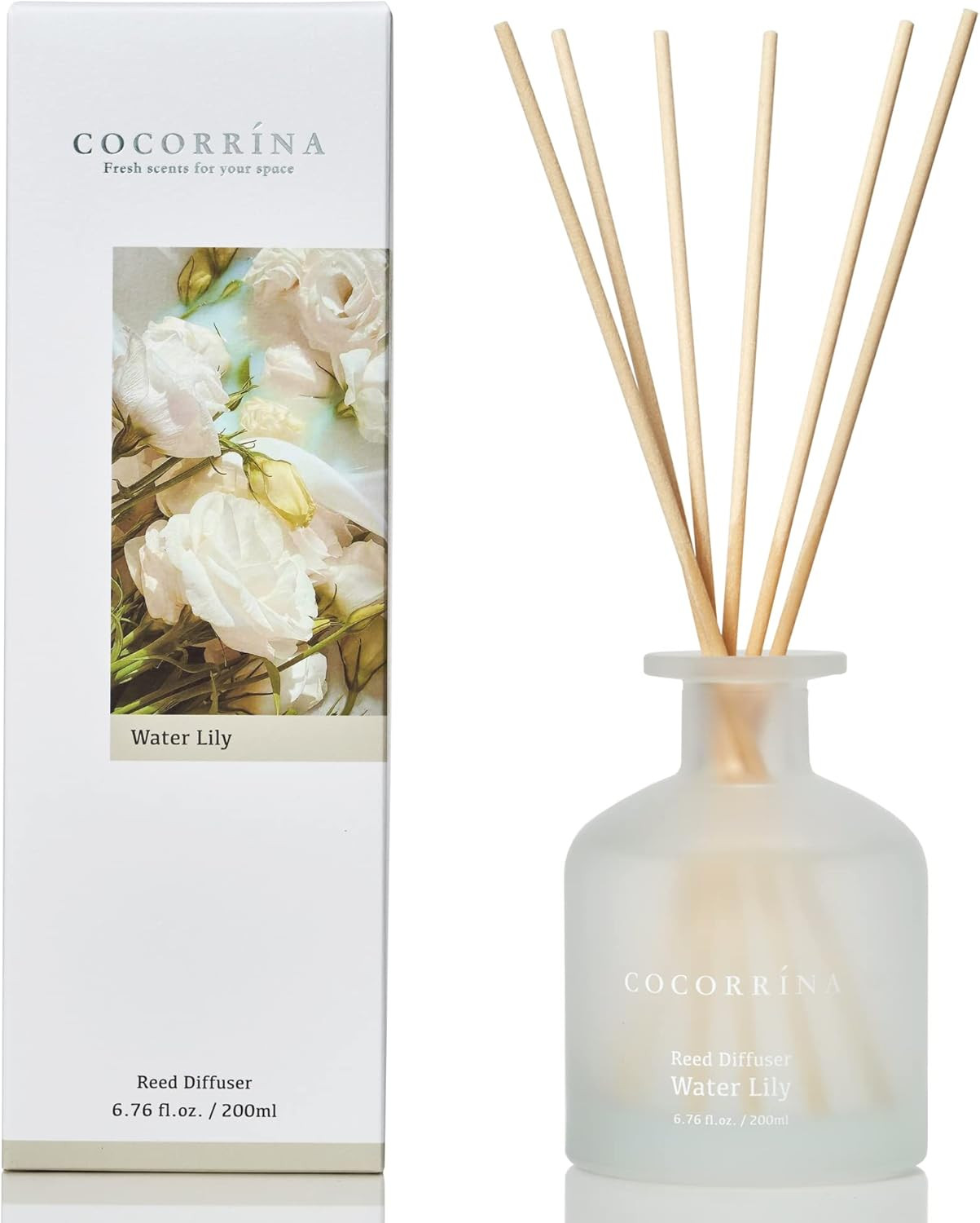Cocorrína Reed Diffuser - Water Lily 6.76oz Diffuser with Sticks Home Fragrance Essential Oil Re... | Amazon (US)