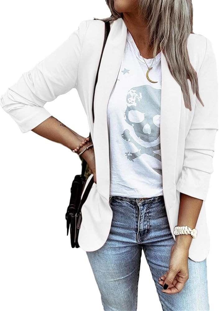 Womens Blazer Casual Jacket Long Sleeve Open Front Work Office Elegant Lightweight Jacket Cardiga... | Amazon (US)