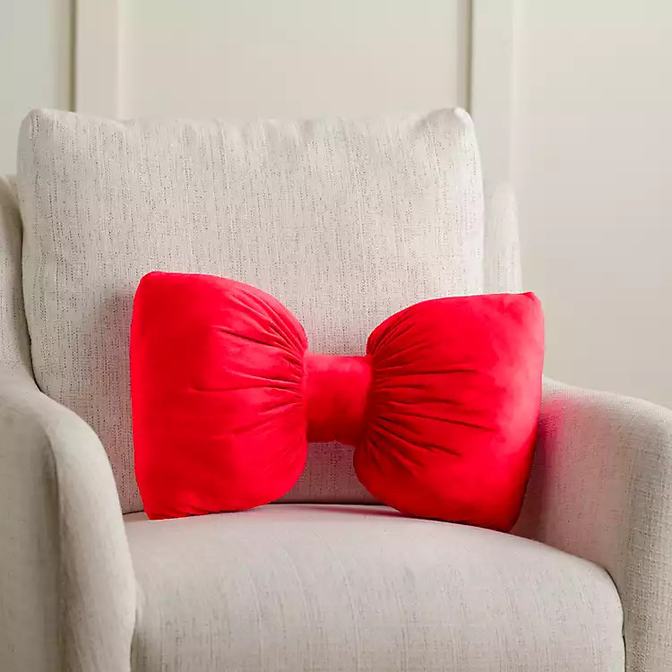 Red Holiday Bow Shaped Pillow | Kirklands Home | Kirklands