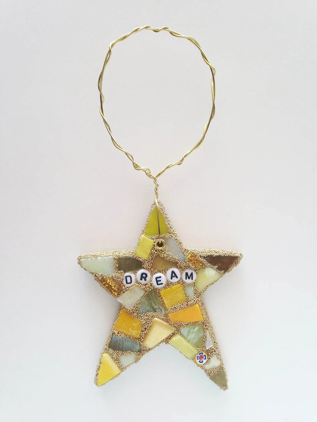 Dream Star Mosaic Christmas Ornament Holidays Be A Star Gold Yellow Metallic Letter Beads Glass D... | Etsy (US)