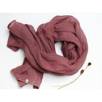 Marsala Linen Scarf For Women, Travel Wrap Eco Scarf, Spring Autumn European | Etsy (US)
