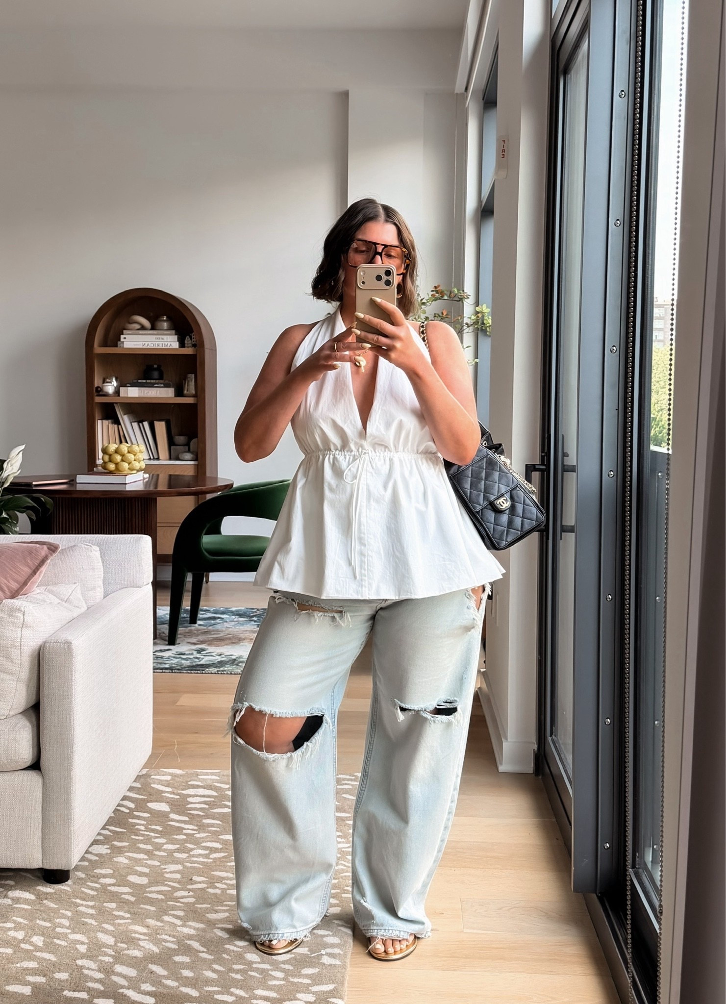 Summer outfit 
Halter top
Distressed jeans

#LTKdayinmylife #LTKootd #LTKSeasonal