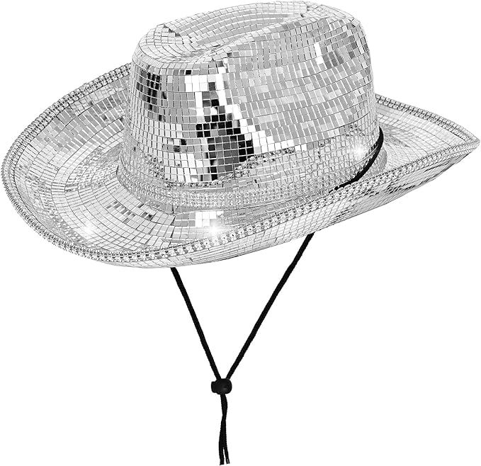 Silver Cowboy hat Sequin Cowboy Hats for Women and Men,Disco Ball Silver Rhinestone Cowboy hat | Amazon (US)