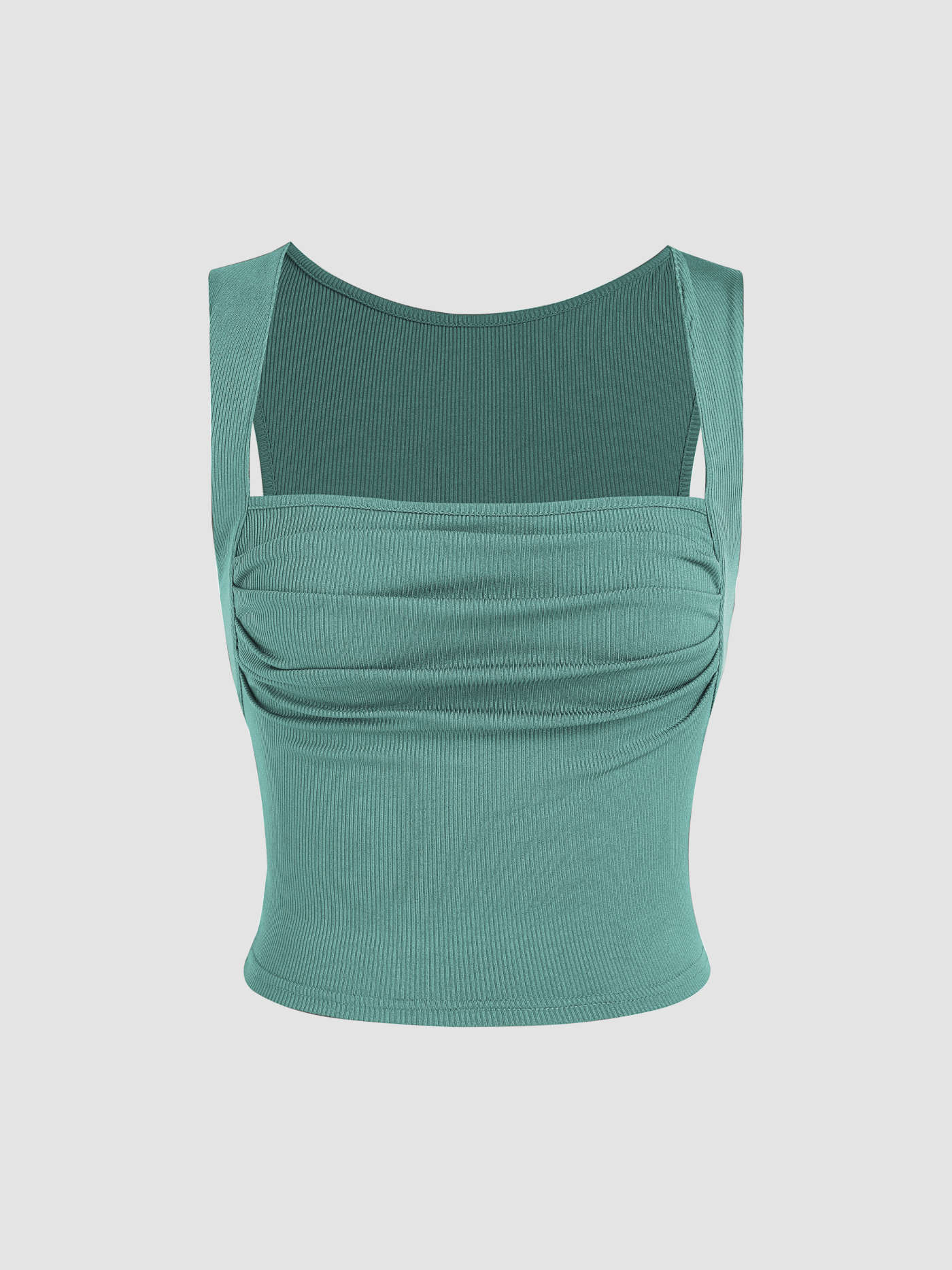 Solid Ruched Square Neck Crop Top | Cider