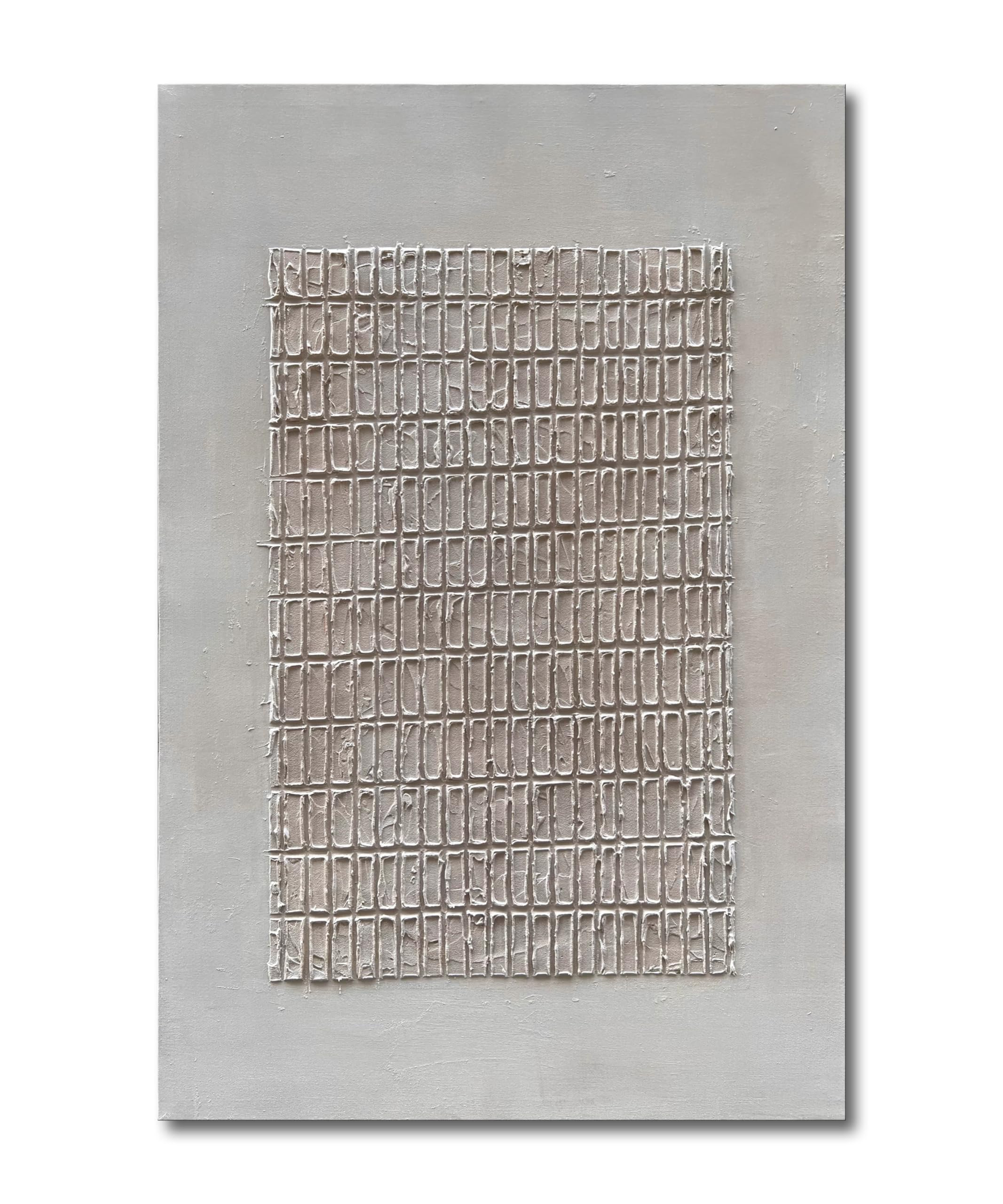 Art Hand-Painted White Texture Abstract Art Oil Painting 45x30 inch Contemporary Minimalist Art H... | Amazon (US)