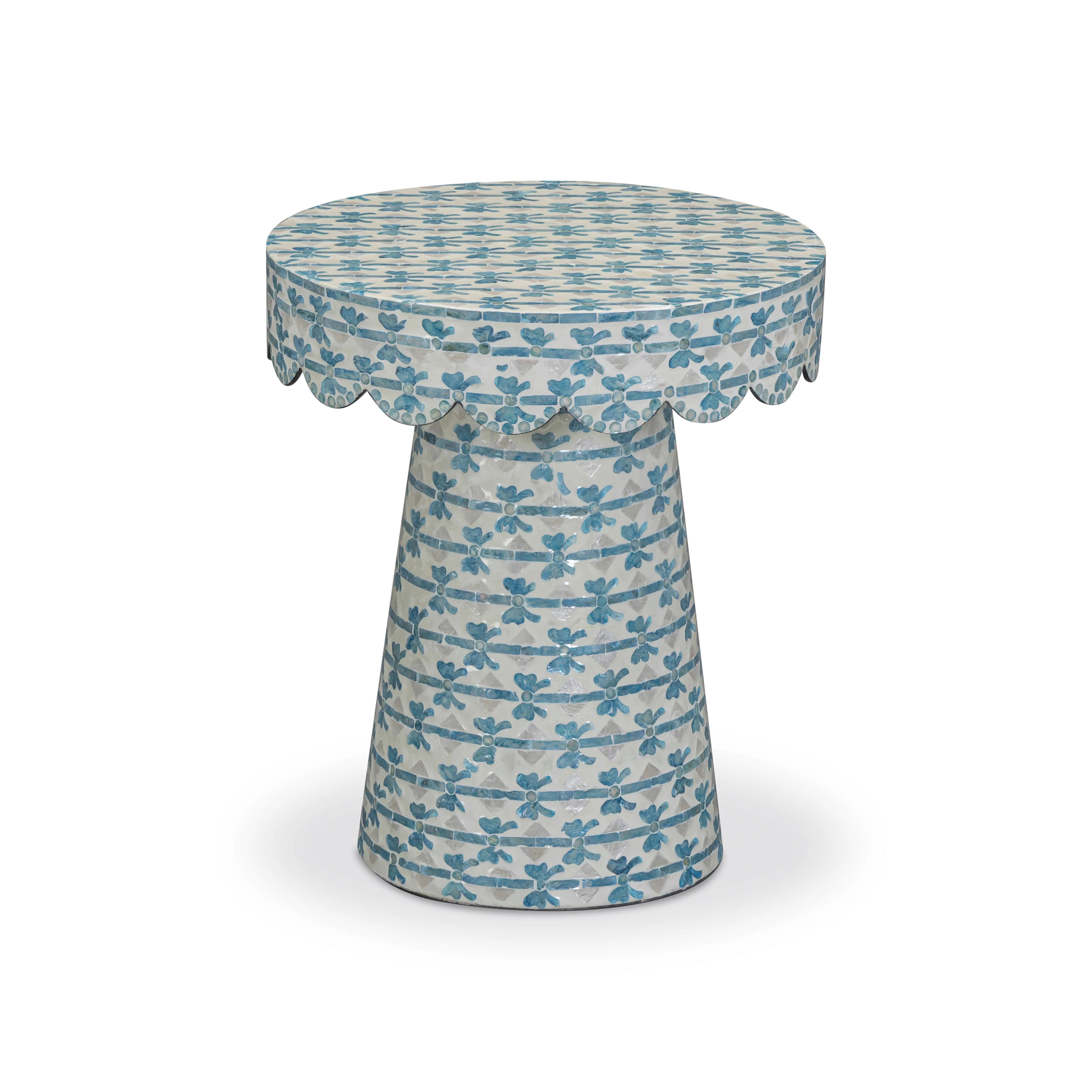 Lady Blue Ribbon Capiz Shell Round Side Table | TOV Furniture