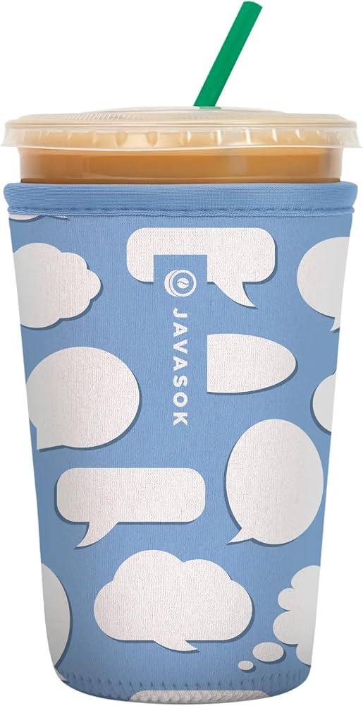Sok It JavaSok Iced Coffee & Cold Soda Insulated Neoprene Cup Sleeve (Big Ideas, Medium: 22-28oz) | Amazon (US)
