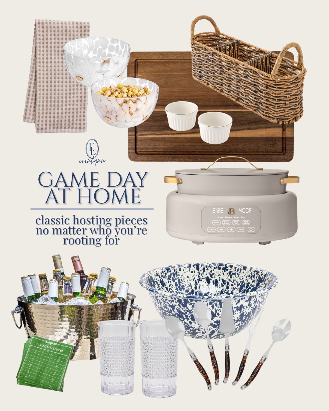 I love hosting way more than I love sports, but these are sports-friendly hosting items I love. These Amazon finds make snacks, drinks and feeding a crowd easier without turning the whole house into football decor.

Amazon game-day essentials, football hosting, fall entertaining, slow cooker, serving board, snack bowls, neutral fall decor, watch-party ideas