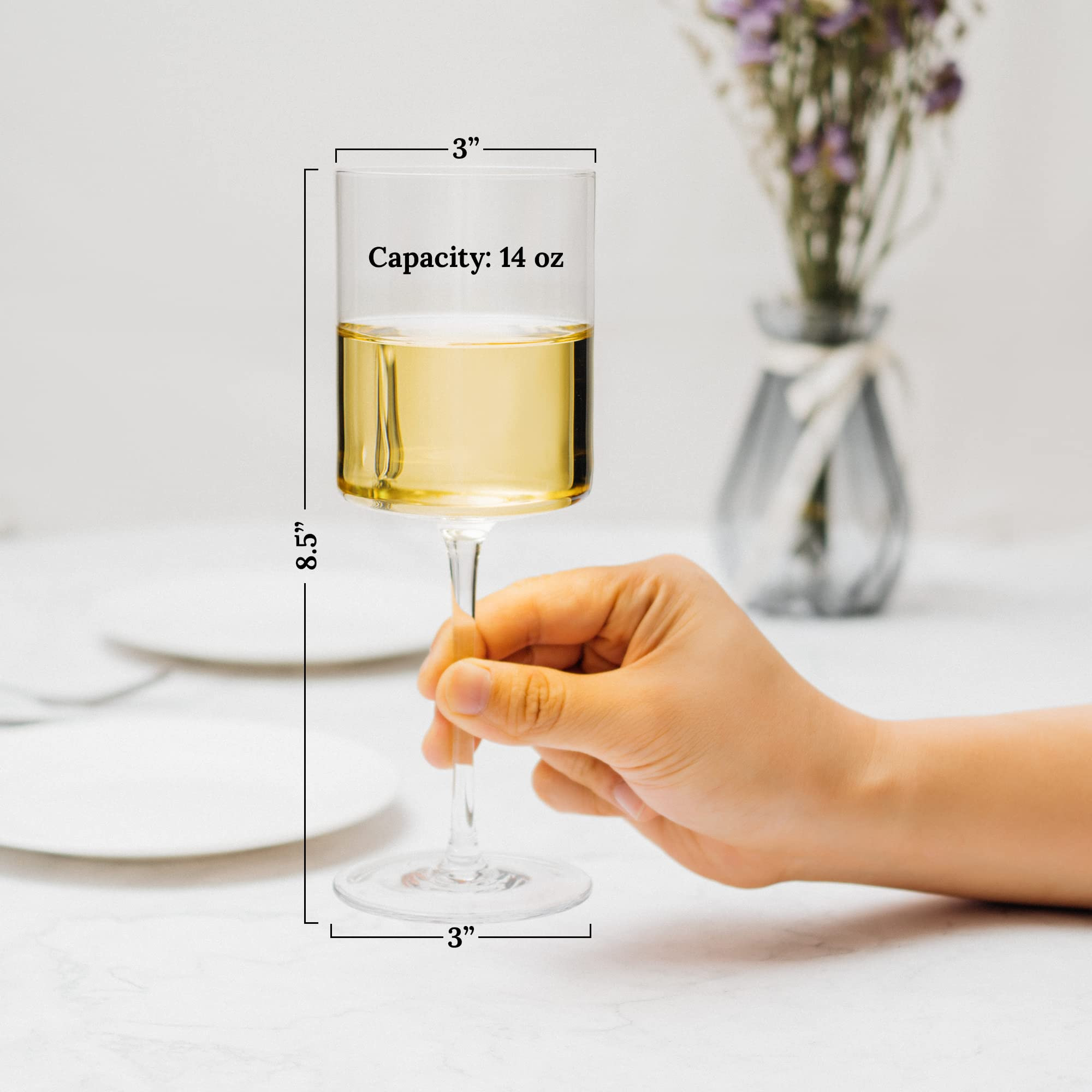 Square Wine Glasses Set of 4 - Cylinder Design Ideal for White and Red Wine - Modern Edge Crystal... | Amazon (US)