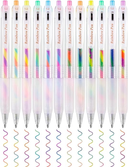 NiArt Retractable Rainbow Gel Ink Pens 12-Pack for School, Home, Office - Tri-Color Gradient Blen... | Amazon (US)