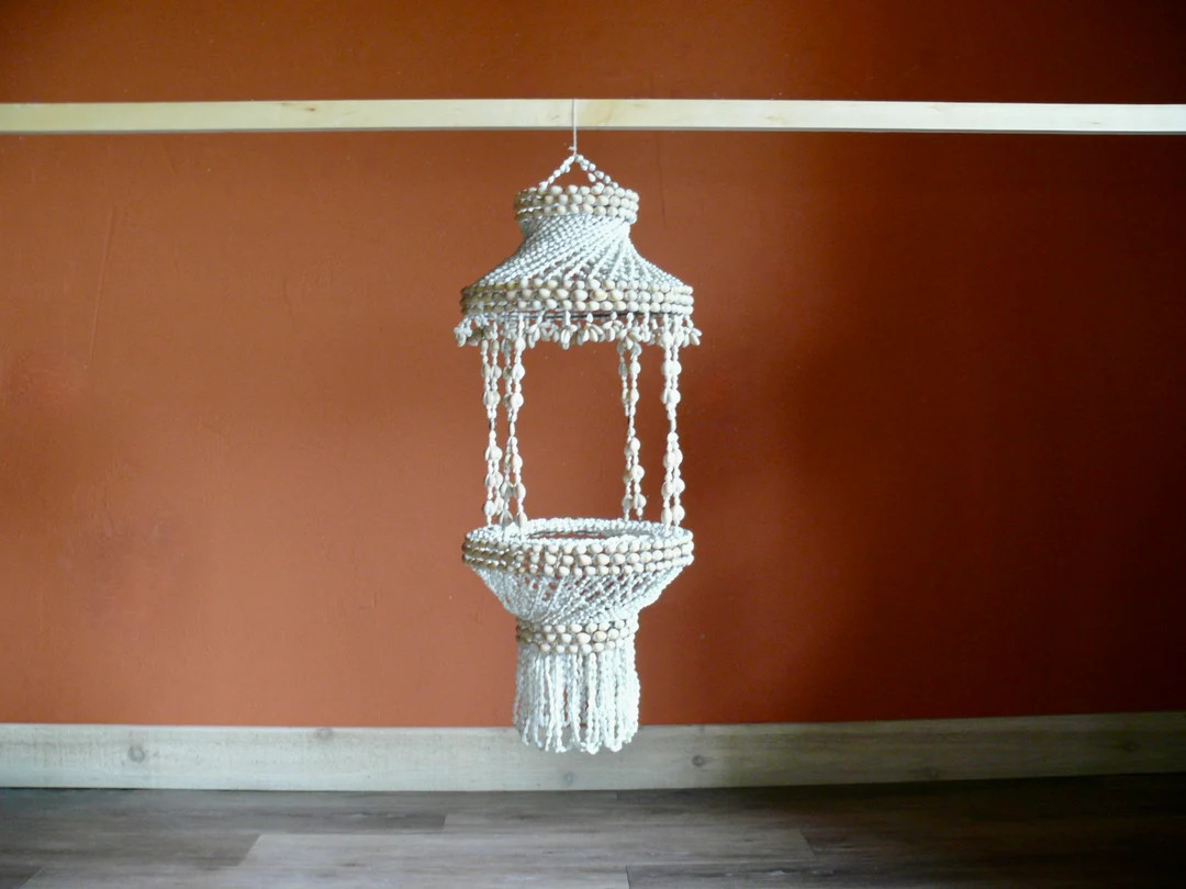 Vintage Hanging Seashell Macrame Plant Holder Cowrie Shell - Etsy | Etsy (US)