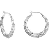 Bamboo Texture Round Hoop Earrings in 925 Sterling Silver, Silver Hoops, Earrings, Door Knocker 1.25 | Etsy (US)