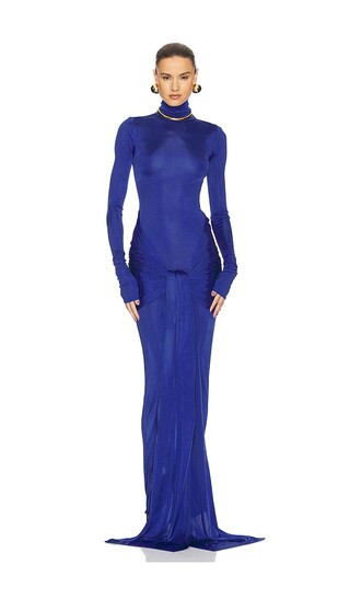 Slinky Jersey Sarong Maxi Dress in Royal Blue | Revolve Clothing (Global)