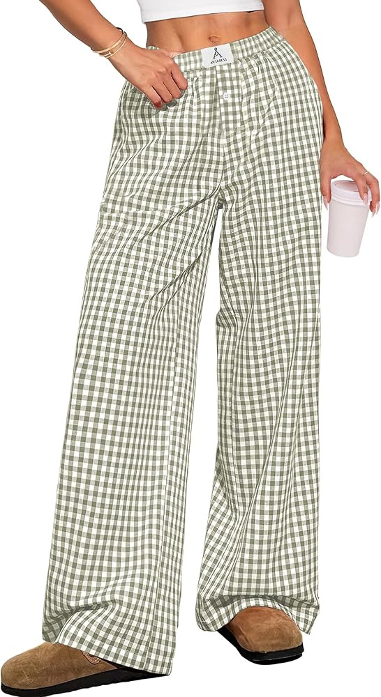 ANRABESS Womens Striped Gingham Pants 2026 Pajama Lounge Boxer Pants Cute Comfy PJ Bottoms with P... | Amazon (US)