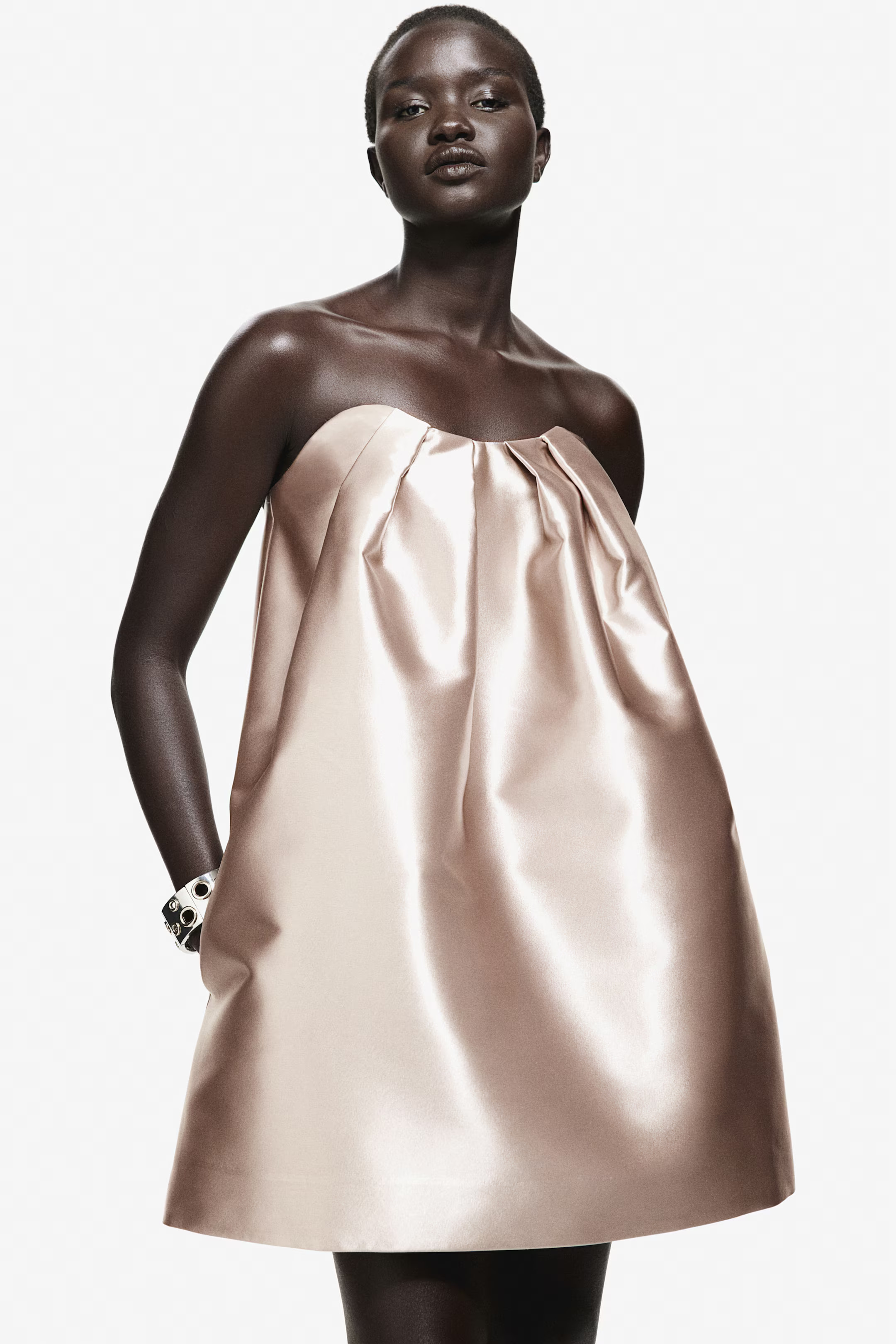 Satin Bandeau Dress - Light dusty pink - Ladies | H&M US | H&M (US + CA)