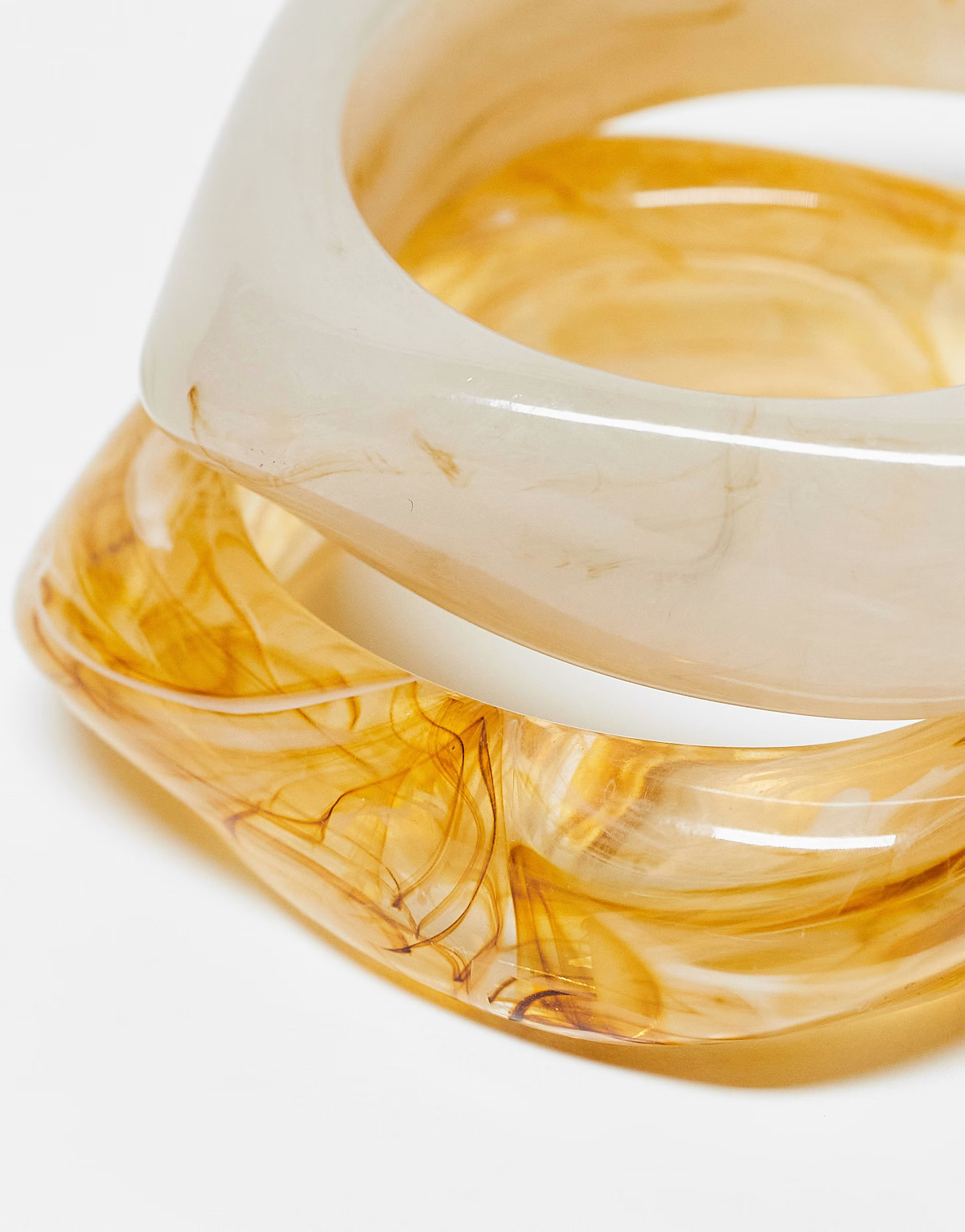 ASOS DESIGN pack of 3 bangles in mixed resin and gold tone | ASOS (Global)