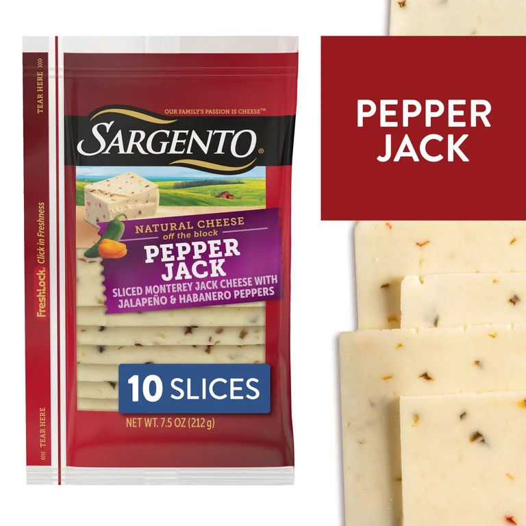Sargento\u00ae Sliced Pepper Jack Natural Cheese, 10 slices | Walmart (US)