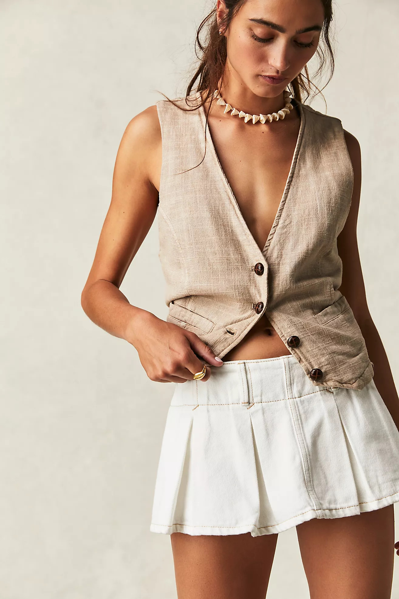 We The Free Pleated Micro Mini Denim Skort | Free People (Global - UK&FR Excluded)