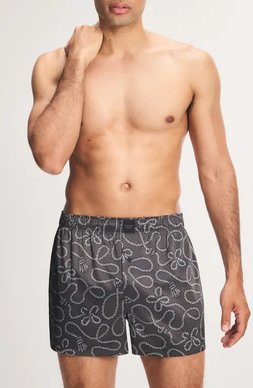SAVAGE X FENTY Savage X Satin Boxers in Deepest Grey Swirly Rope Print at Nordstrom, Size Medium | Nordstrom