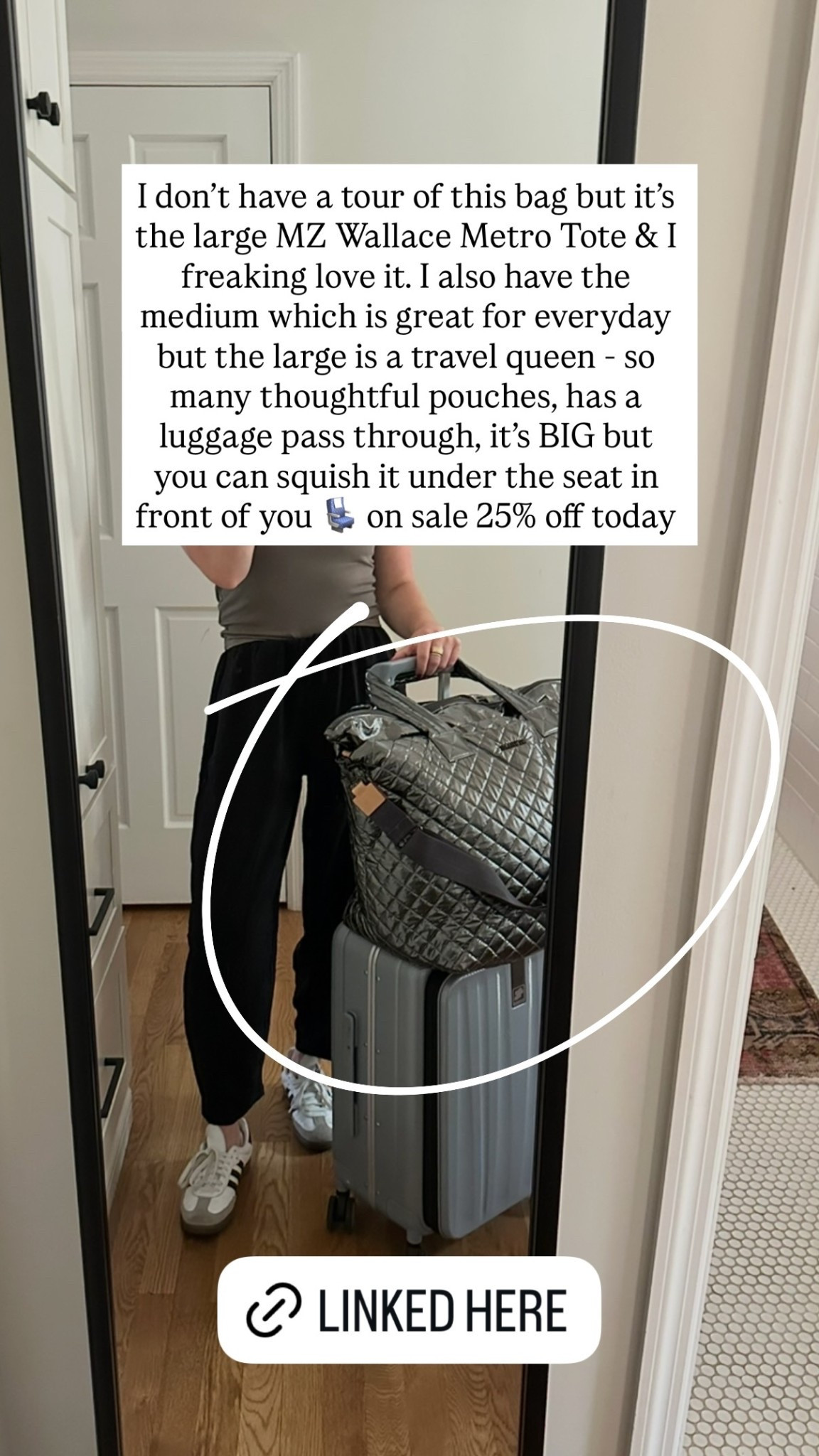 I don’t have a tour of this bag but it’s the large MZ Wallace Metro Tote & I freaking love it. I also have the medium which is great for everyday but the large is a travel queen - so many thoughtful pouches, has a luggage pass through, it’s BIG but you can squish it under the seat in front of you 💺 on sale 25% off today

#LTKCyberWeek #LTKGiftGuide #LTKTravel