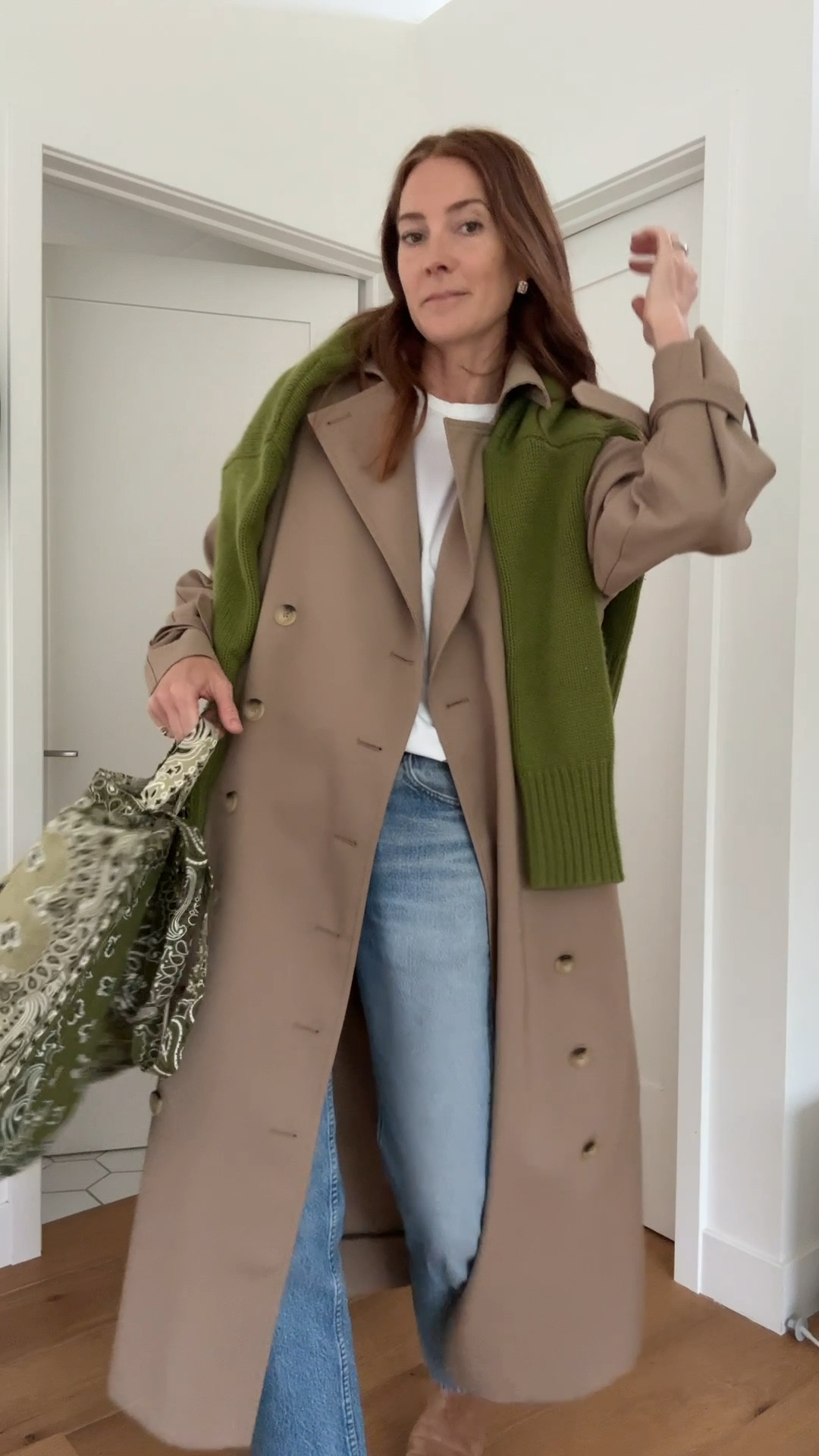 Spring green and Toteme trench coat. 

#LTKdayinmylife #LTKgrwm #LTKootd