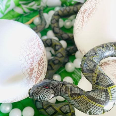 The “snake pit” for my son’s reptile birthday party was a hit. I linked the snakeskin balloons below | reptile party | birthday party balloon garland | balloon kit | jungle theme 

#LTKcanada #LTKfamily #LTKkids