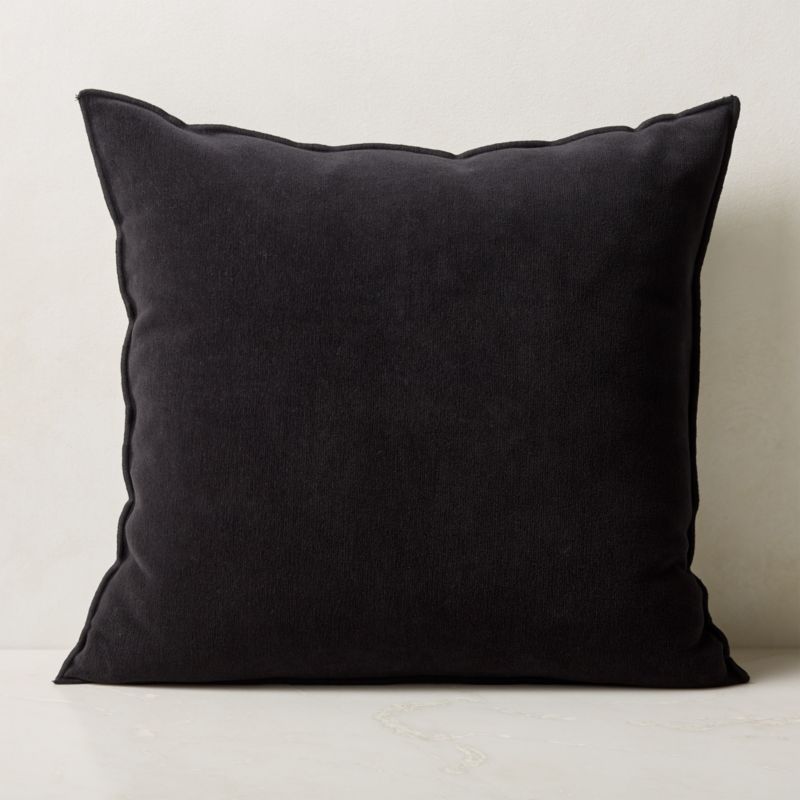 Doux Black Velvet Modern Throw Pillow with Feather-Down Insert 23'' | CB2 | CB2