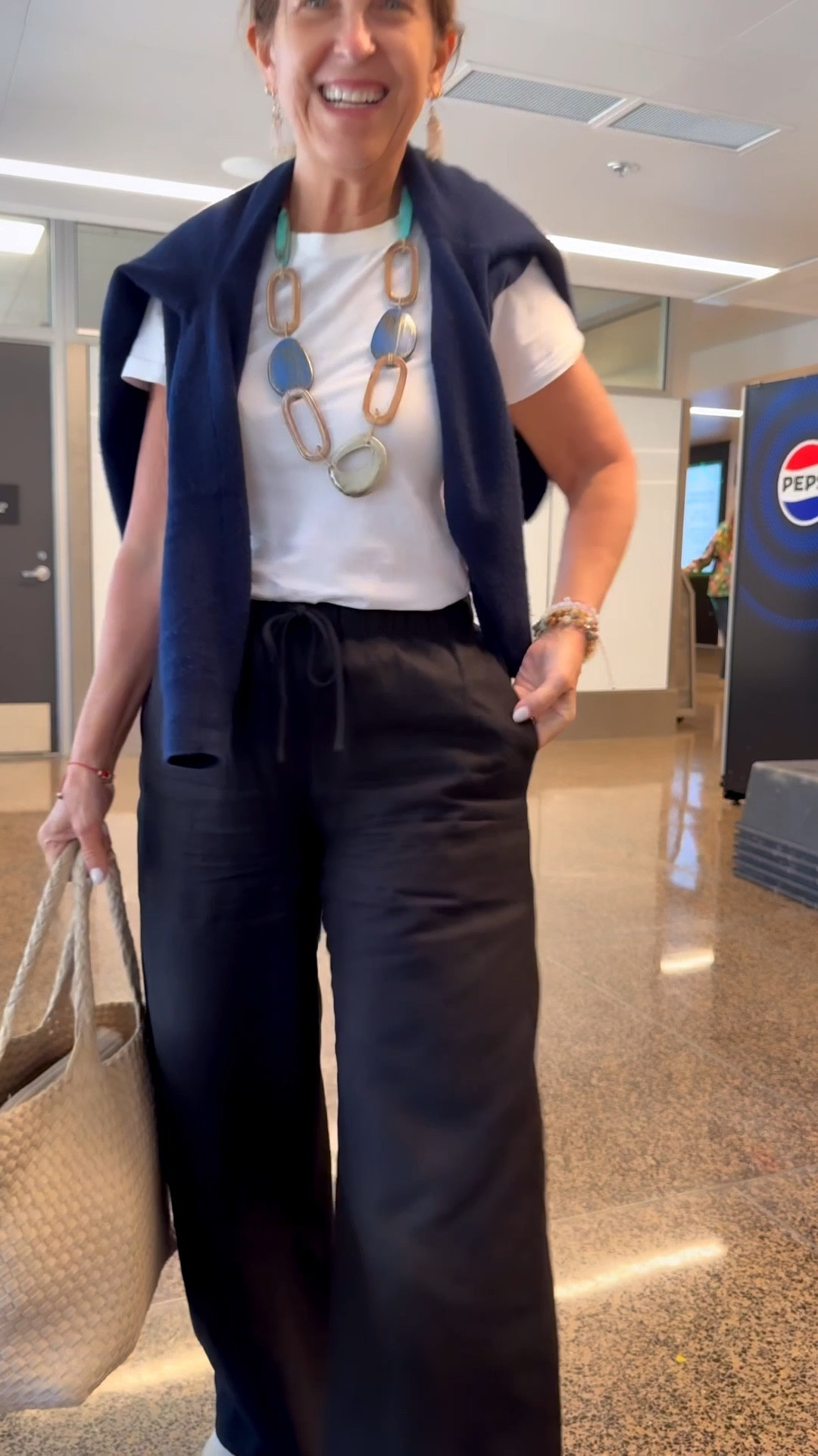 Travel outfit, wearing the viral Aritza Lodge pants (in linen blend). 

After 24 hours of travel, these pants still look unwrinkled and put-together. They are comfortable and run tts. I'm wearing a size small for a looser fit. 

#LTKOver40 #LTKTravel #LTKMothersDay
