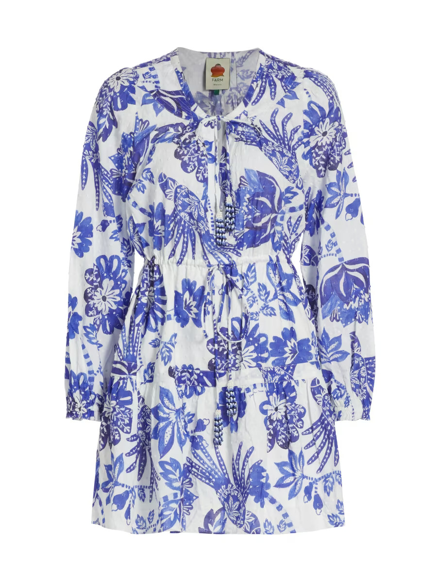 Flowerful Birds Cotton Minidress | Saks Fifth Avenue