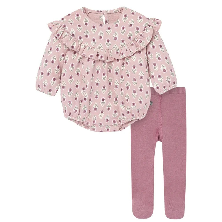 Modern Moments by Gerber Baby Girl Bubble Romper and Tights Outfit Set, 2-Piece, Sizes 0/3 Months... | Walmart (US)