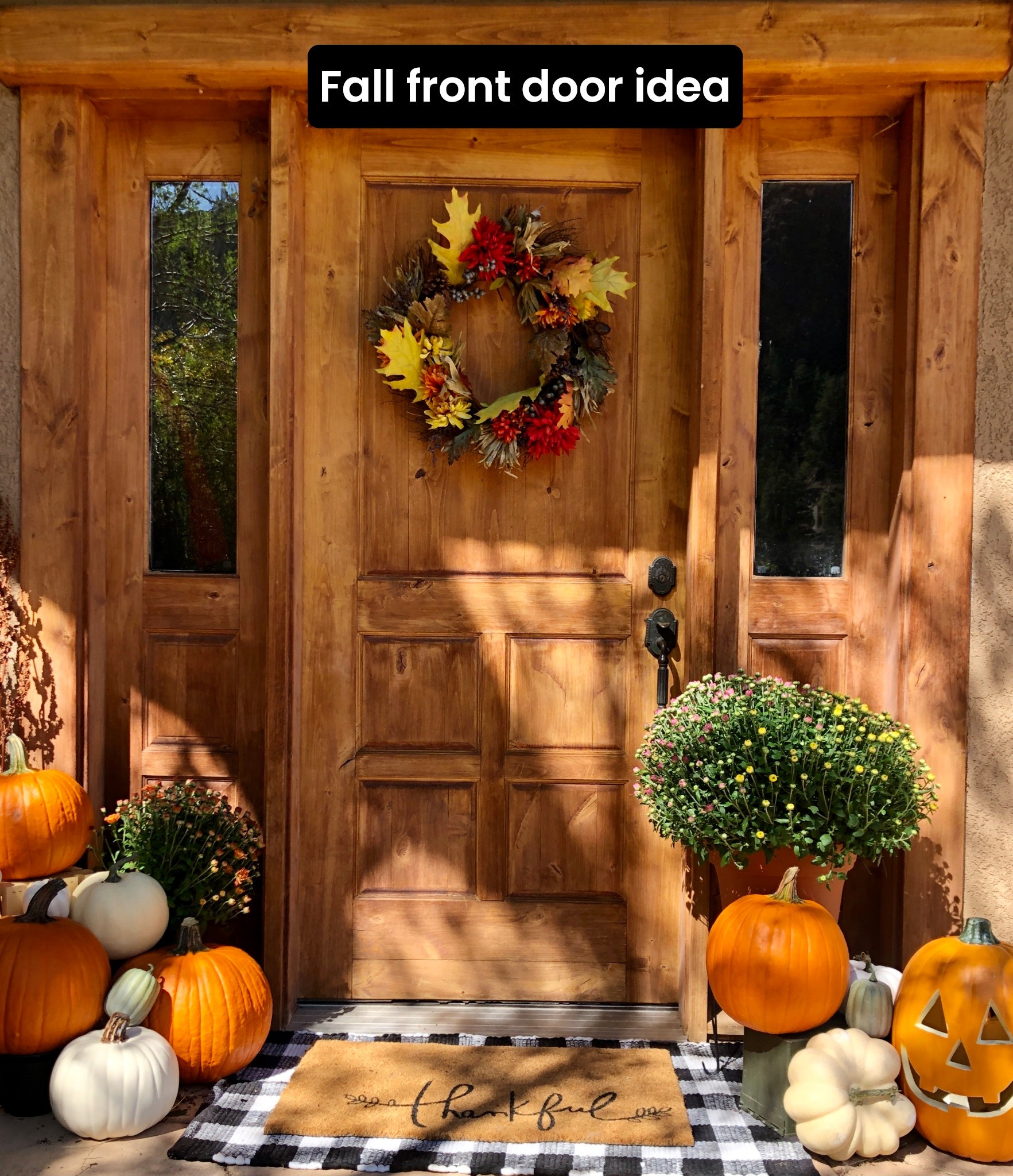 Fall front door decor. Easy and classic front door decor idea. #fallfrontdoor #falldecor #frontdoordecor 

#LTKTall #LTKSeasonal #LTKHalloween