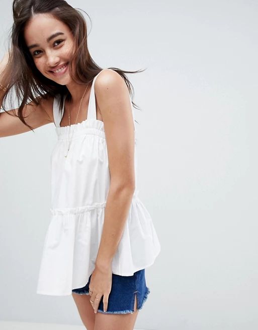 ASOS Swing Cami with Ruffle in Cotton | ASOS US