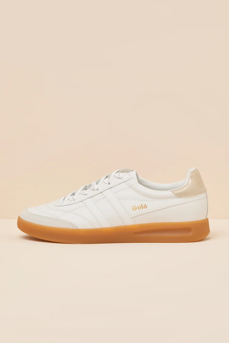 Stadia White and Gold Leather Lace-Up Sneakers | Lulus