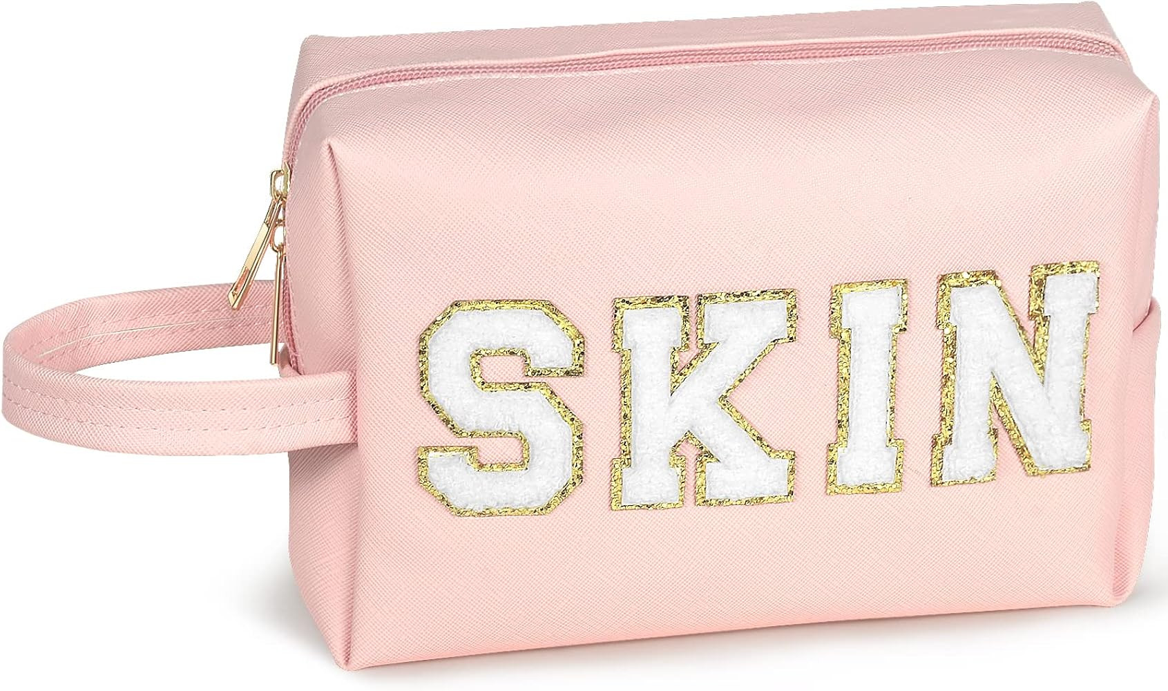 BYXEPA Makeup Bag Preppy Large Cosmetic Bag with Compartment Pocket SKIN Letters Pouch Waterproof... | Amazon (US)