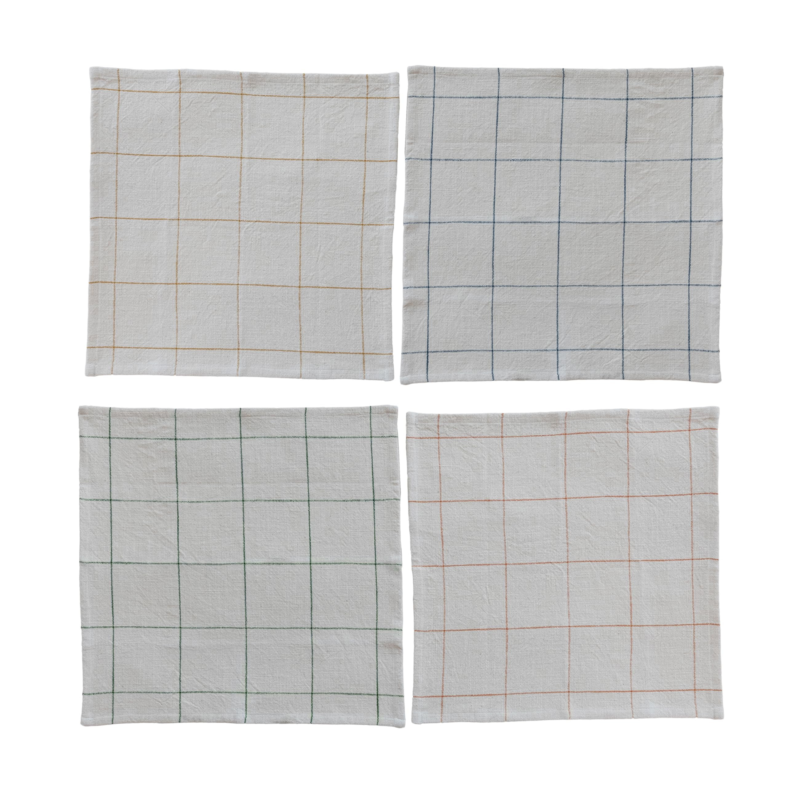 Creative Co-Op 4-Piece 18" Square Woven Cotton Napkins with Grid Pattern, 4 Colors | Amazon (US)