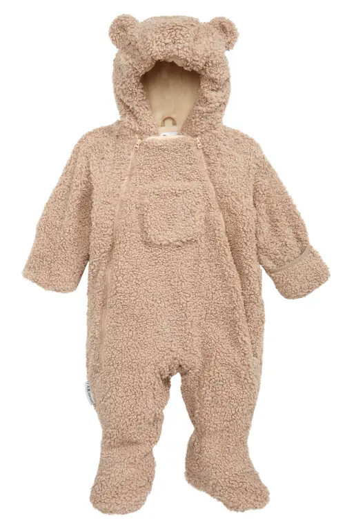7 A.M. Enfant Teddy High Pile Fleece Bunting in Oatmeal at Nordstrom, Size 3-6M | Nordstrom