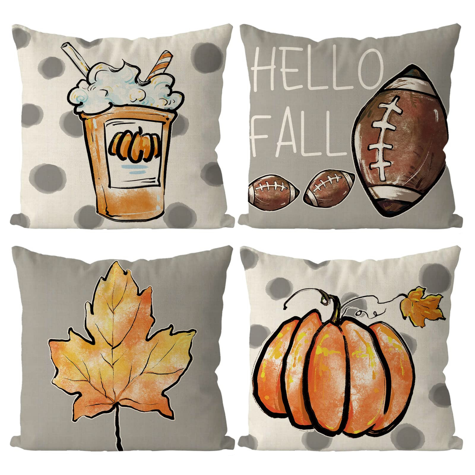 GAGEC Fall Pillow Covers 20x20 Inch Set of 4 Fall Football Pumpkin Maple Leaf Throw Pillowcase Ho... | Amazon (US)