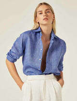 The Boyfriend: Linen, Lapis Blue | With Nothing Underneath