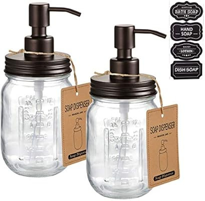 Mason Jar Soap Dispensers –Bronze -Rustproof 304 Stainless Steel Mason Jar Lid &Pump – Great ... | Amazon (US)