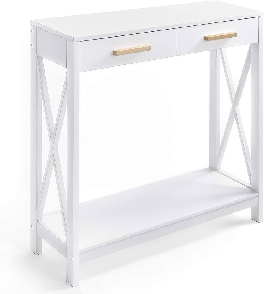 Prosumer's Choice White 2-Tier 2-Drawer Compact Sofa and Console Table, Elegant Entryway, Hallway... | Amazon (US)