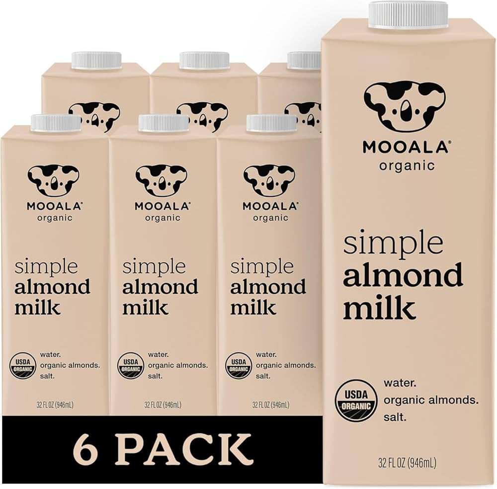 Mooala Organic Simple Almond Milk, 32oz - 3 Ingredient, Shelf Stable, No Gums, No Oils, No Filler... | Amazon (US)