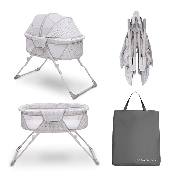 Delta Children EZ Fold Ultra Compact Travel Bedside Bassinet - Folding Portable Crib with Removab... | Amazon (US)
